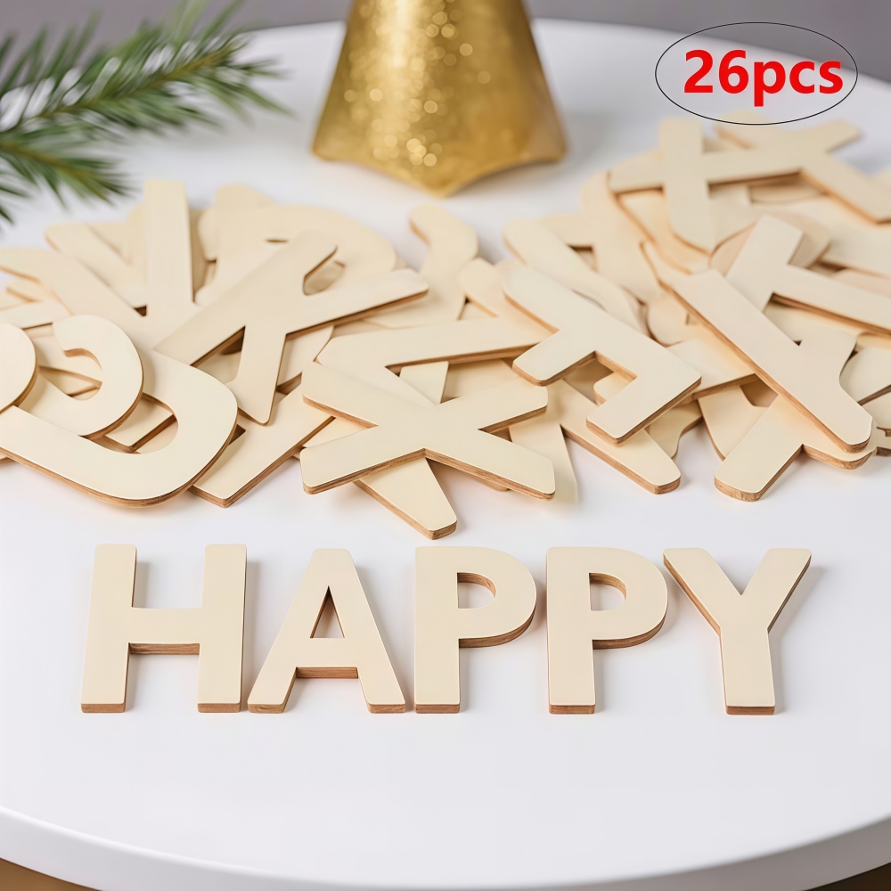 Wooden Letter Sign - 26 Piezas de Letras de Madera