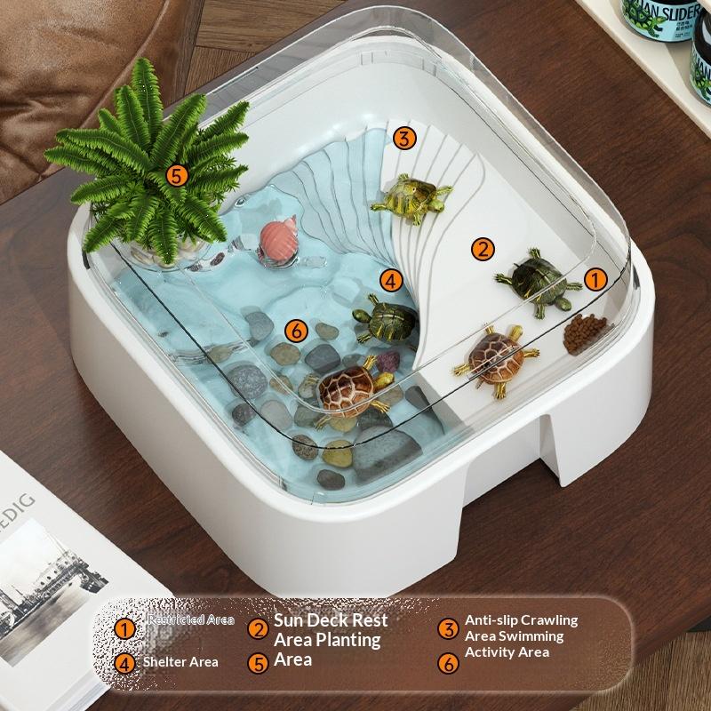 Home Decor Habitat - Nueva Terrario Transparente para Tortugas, Decoración