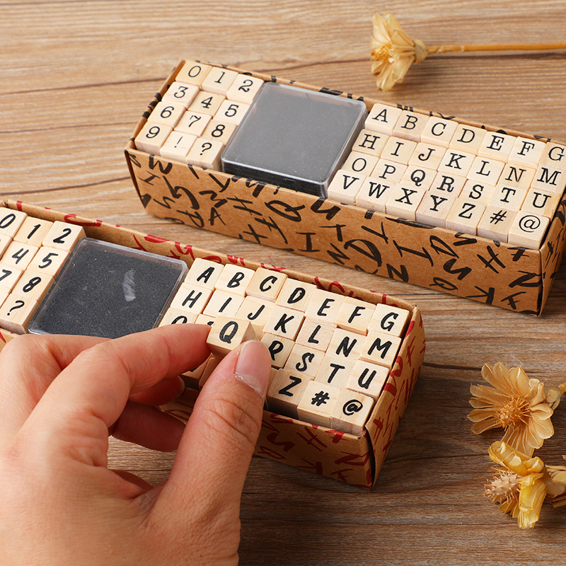 Wooden Letter Sign - Juego de sellos de madera para