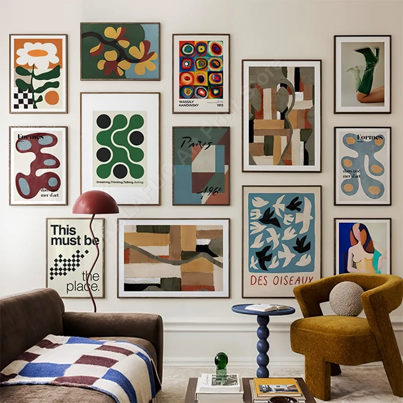 Home Decor Aesthetic Pinterest - Retro pájaro y flor formas líquidas