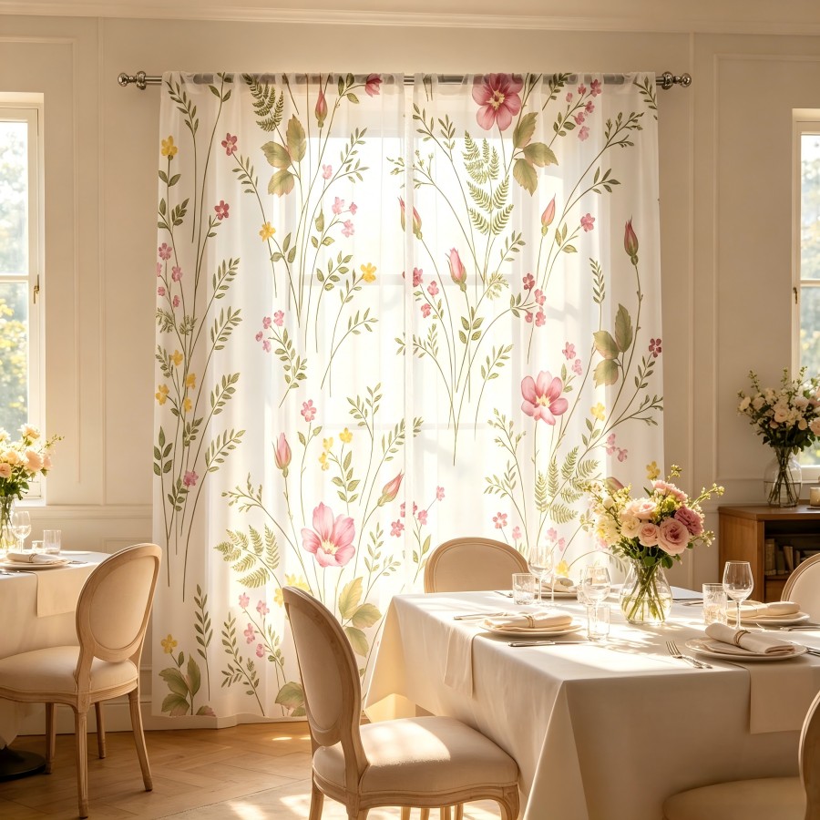 2 Cortinas Transparentes con E - Home Decor Yellow reseña y precio
