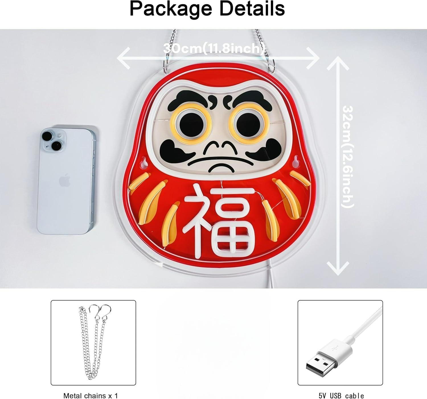 Letrero de neón Daruma, luces  - Home Decor Market reseña y precio