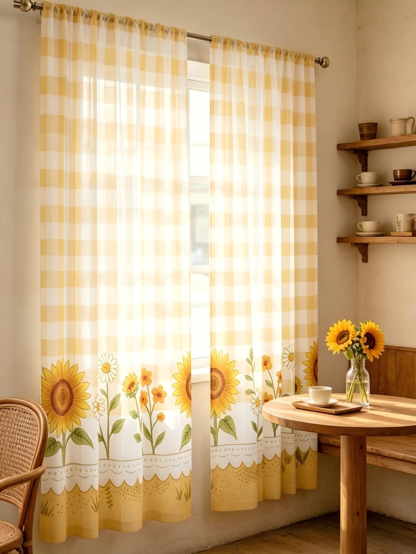 2 Cortinas Transparentes con E - Home Decor Yellow reseña y precio