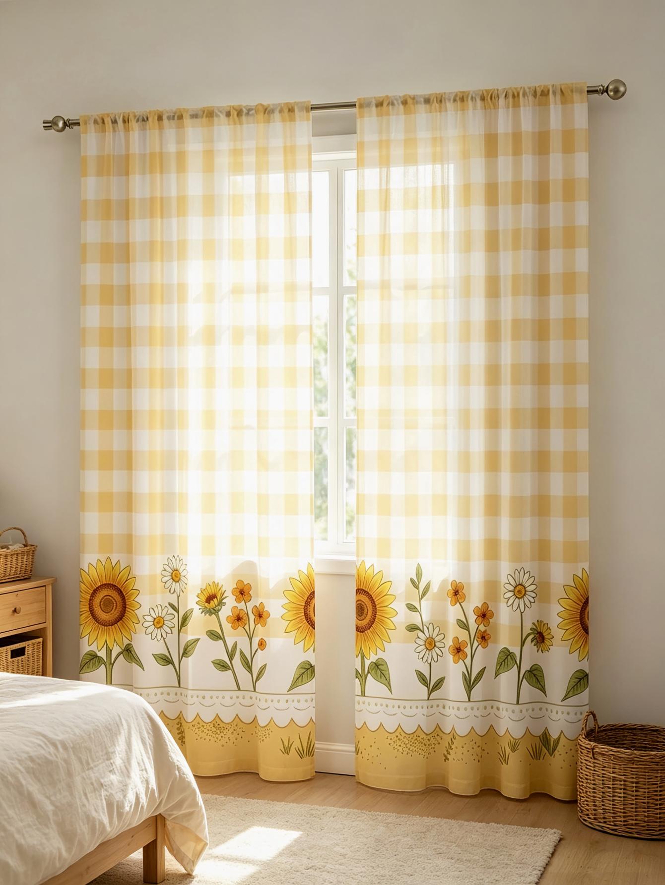 2 Cortinas Transparentes con E - Home Decor Yellow reseña y precio