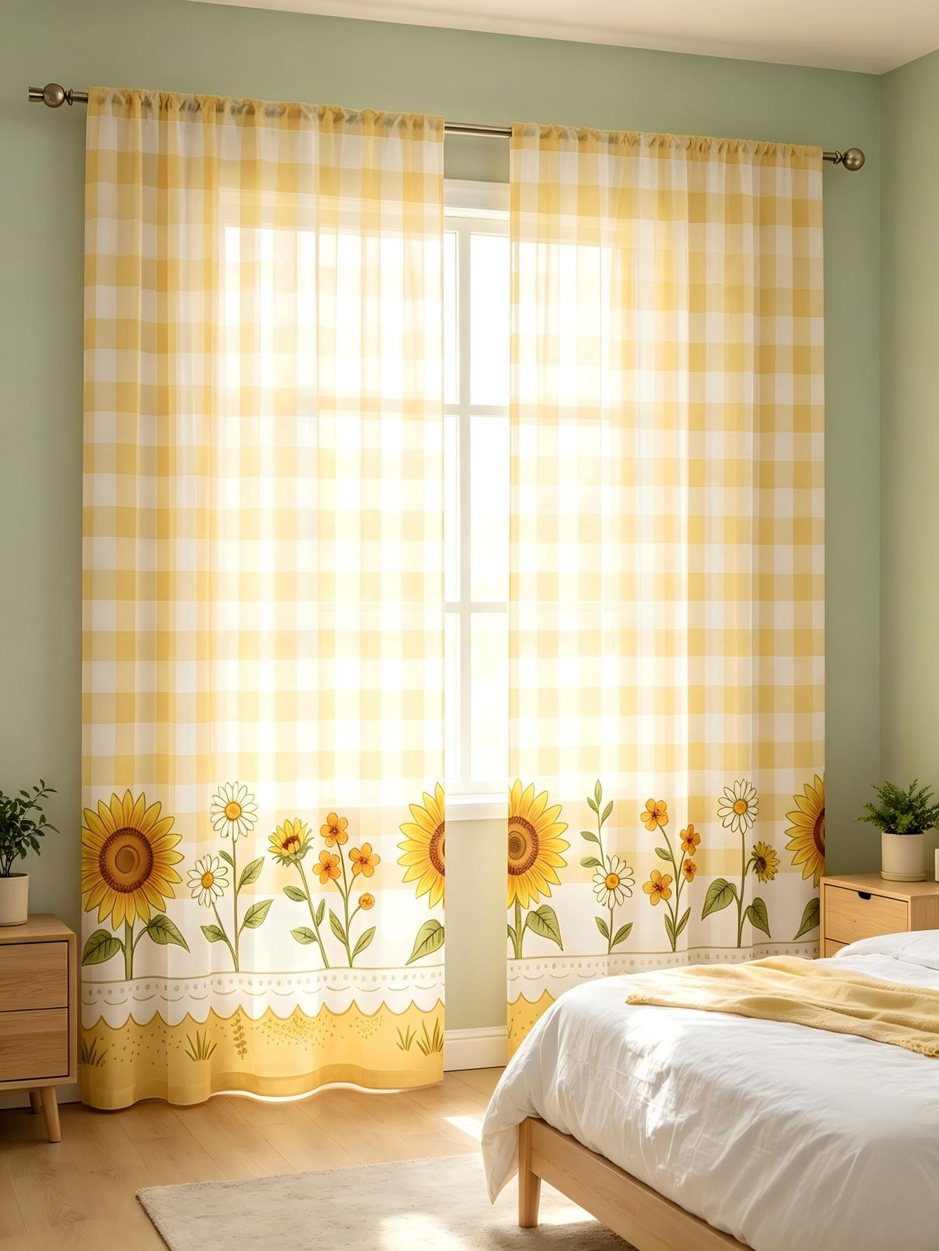 2 Cortinas Transparentes con E - Home Decor Yellow reseña y precio