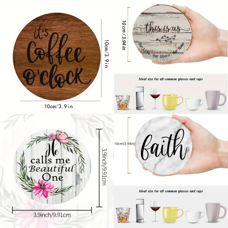 6 Posavasos de Madera Pintados - Wooden Letter Sign reseña y precio