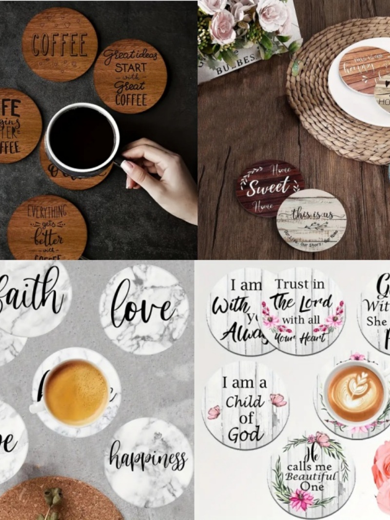 6 Posavasos de Madera Pintados - Wooden Letter Sign reseña y precio